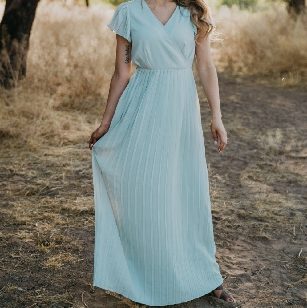 Pacifica Pleated Maxi Dress- Navy